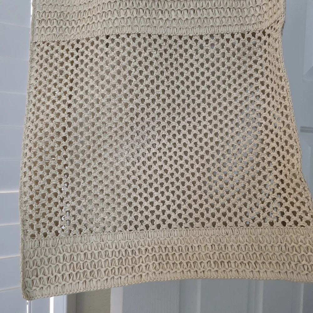 Universal Thread Straw Crochet Tote Handbag Beige NEW NWT - Picture 4 of 7